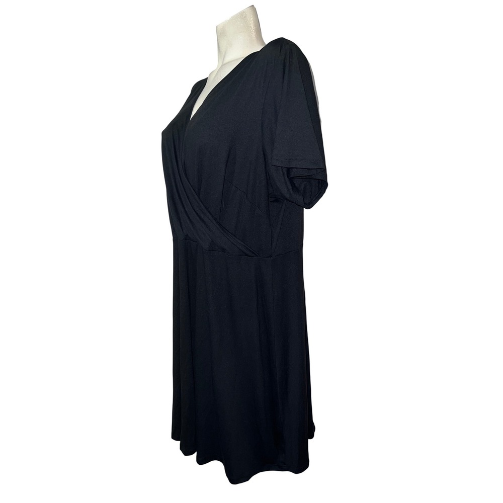 New 41 Hawthorn Elissa Surplice Dress Black Plus Size 3X Poly Span Short Sleeve - Picture 4 of 7